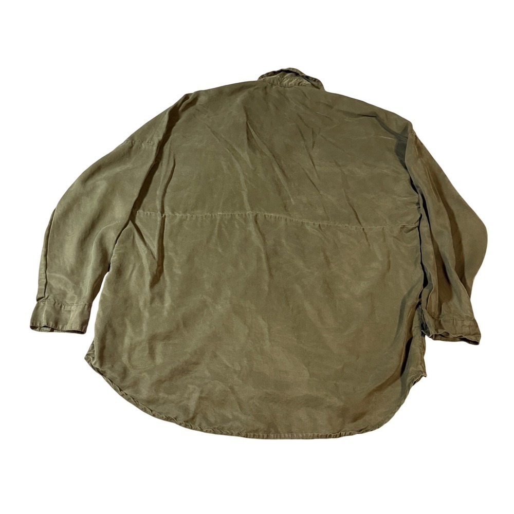 Zara x Trafaluc Size Small Olive‎ Green Lightweight Overshirt Long Sleeve Snap - Picture 8 of 8